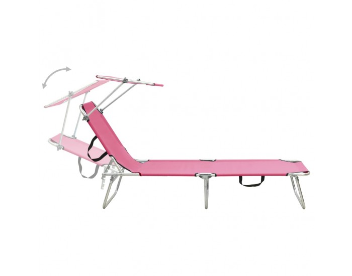 Sonata H Сгъваем шезлонг с козирка, розов, алуминий