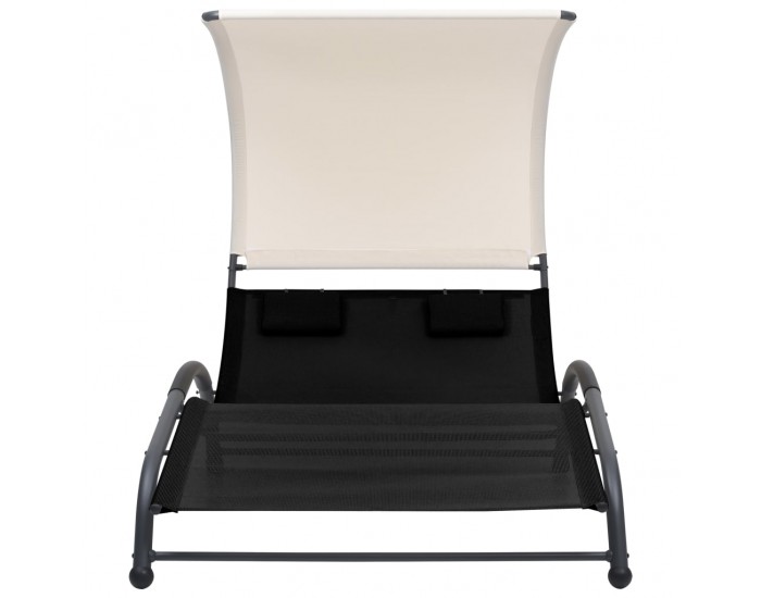 Sonata H Двоен шезлонг със сенник, Textilene, черен