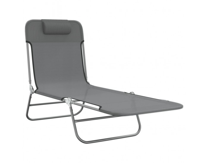 Sonata H Сгъваеми шезлонги 2 бр сиви текстилен и стомана