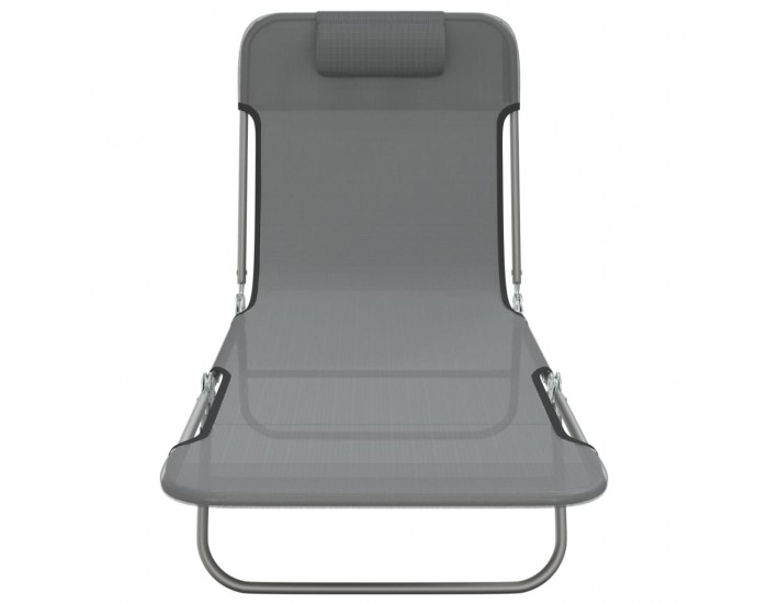 Sonata H Сгъваеми шезлонги 2 бр сиви текстилен и стомана