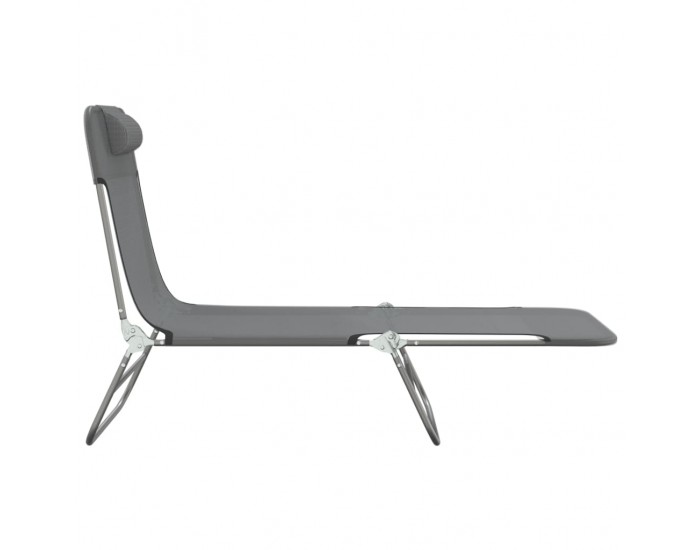 Sonata H Сгъваеми шезлонги 2 бр сиви текстилен и стомана