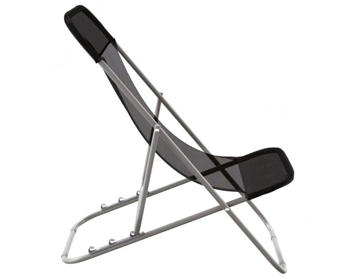 Sonata H Сгъваеми плажни столове 2 бр черни текстилен и стомана