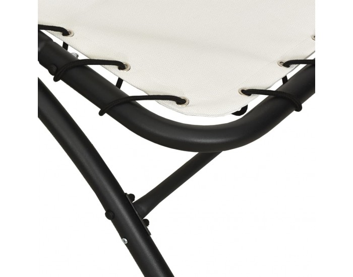 Sonata H Шезлонг със сенник, кремав, 167x80x195 см, текстил и стомана