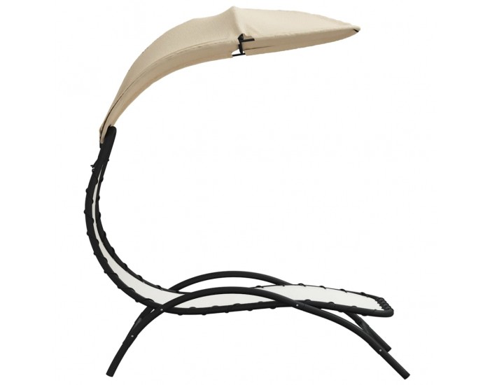 Sonata H Шезлонг със сенник, кремав, 167x80x195 см, текстил и стомана