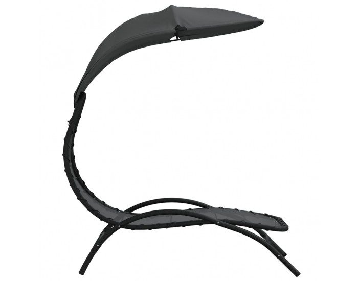 Sonata H Шезлонг със сенник, тъмносив, 167x80x195 см, текстил и стомана