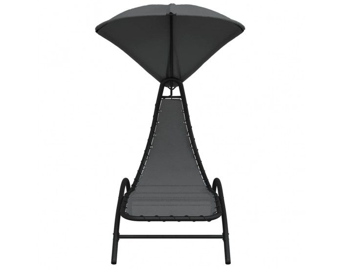 Sonata H Шезлонг със сенник, тъмносив, 167x80x195 см, текстил и стомана