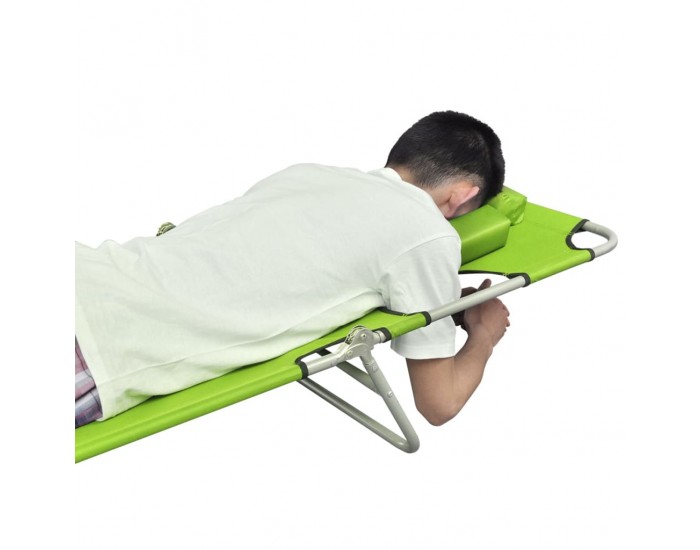 Sonata H Сгъваем шезлонг с възглавница, прахово боядисана стомана, зелен