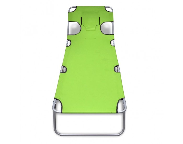 Sonata H Сгъваем шезлонг с възглавница, прахово боядисана стомана, зелен