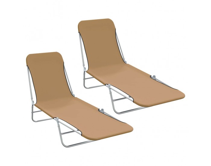 Sonata H Сгъваеми шезлонги, 2 бр, стомана и текстил, таупе
