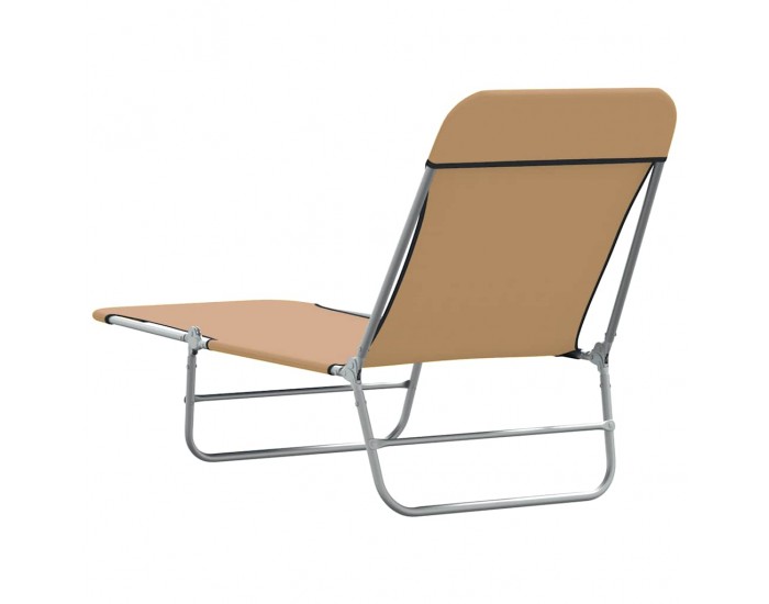 Sonata H Сгъваеми шезлонги, 2 бр, стомана и текстил, таупе