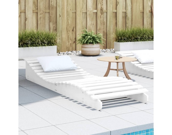 Sonata H Шезлонг, бял, 205x60x31,5 см, борово дърво масив