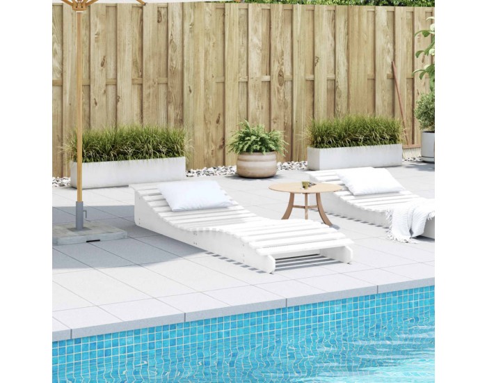 Sonata H Шезлонг, бял, 205x60x31,5 см, борово дърво масив