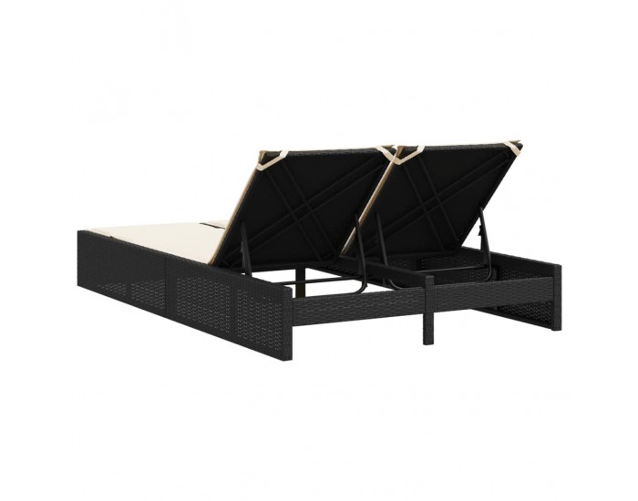Sonata H Двоен шезлонг с възглавници, черен, полиратан