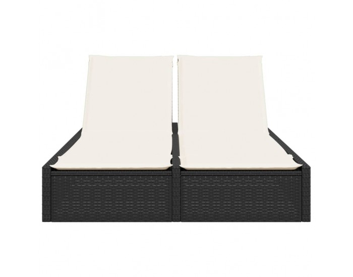 Sonata H Двоен шезлонг с възглавници, черен, полиратан