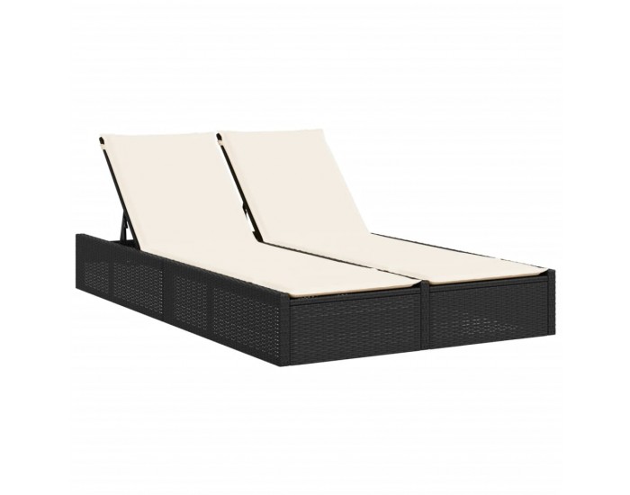 Sonata H Двоен шезлонг с възглавници, черен, полиратан