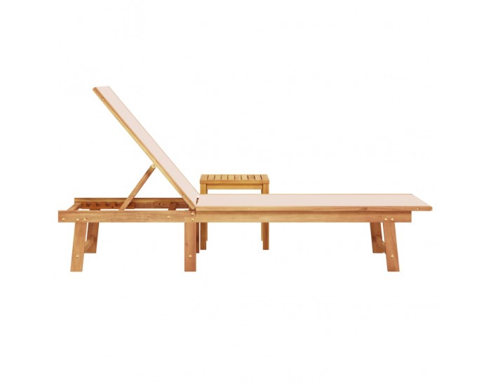 Sonata H Шезлонг с маса, кремав, масивно дърво акация и textilene