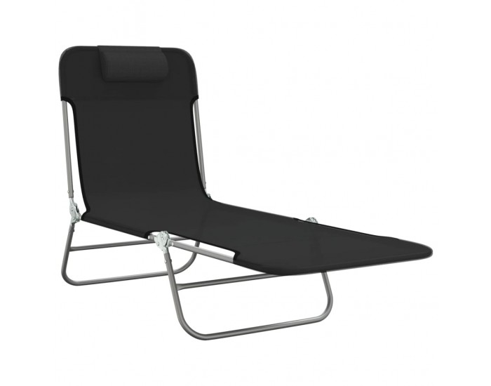 Sonata H Сгъваеми шезлонги 2 бр черни текстилен и стомана