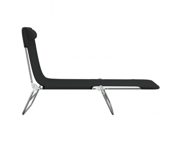 Sonata H Сгъваеми шезлонги 2 бр черни текстилен и стомана