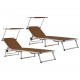 312461 Sonata H Folding Sun Loungers with Roof 2 pcs Aluminium&Textilene Brown