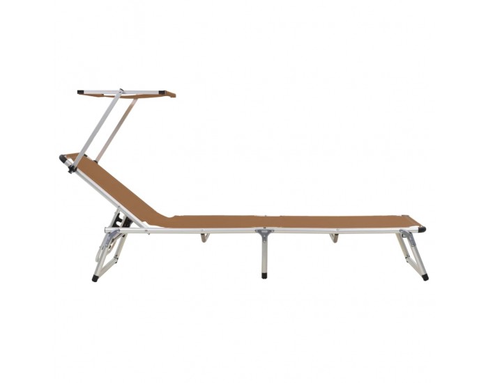 312461 Sonata H Folding Sun Loungers with Roof 2 pcs Aluminium&Textilene Brown