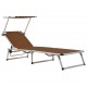 312461 Sonata H Folding Sun Loungers with Roof 2 pcs Aluminium&Textilene Brown