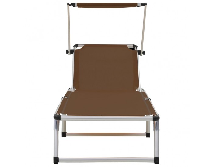 312461 Sonata H Folding Sun Loungers with Roof 2 pcs Aluminium&Textilene Brown