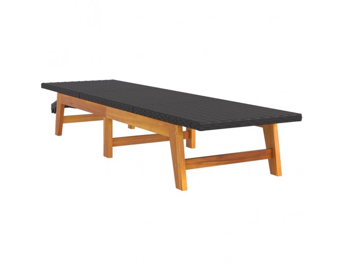 Sonata H Шезлонги, 2 бр, черно и кафяво, полиратан и акация масив