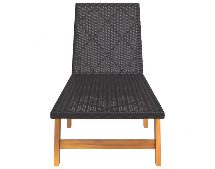 Sonata H Шезлонги, 2 бр, черно и кафяво, полиратан и акация масив