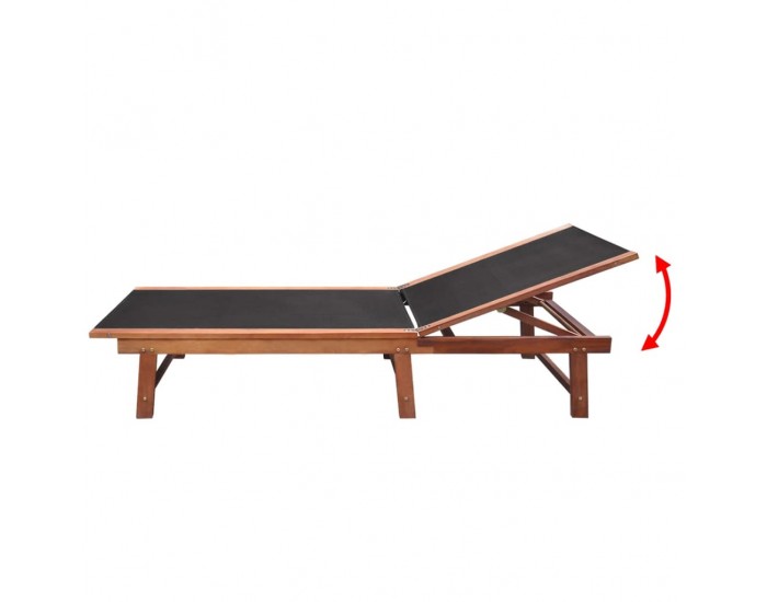 Sonata H Шезлонги, 2 бр, с маса, акациева дървесина масив и Textilene