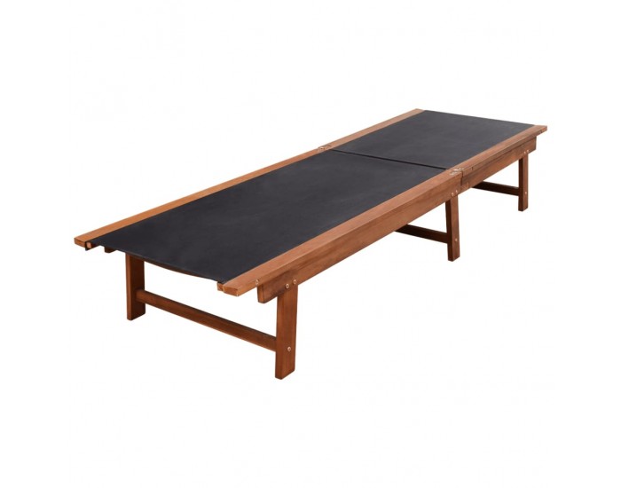 Sonata H Шезлонги, 2 бр, с маса, акациева дървесина масив и Textilene