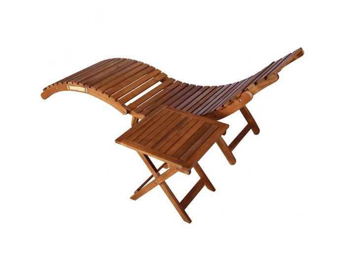 Sonata H Градински шезлонг с масичка и шалте, акациево дърво масив