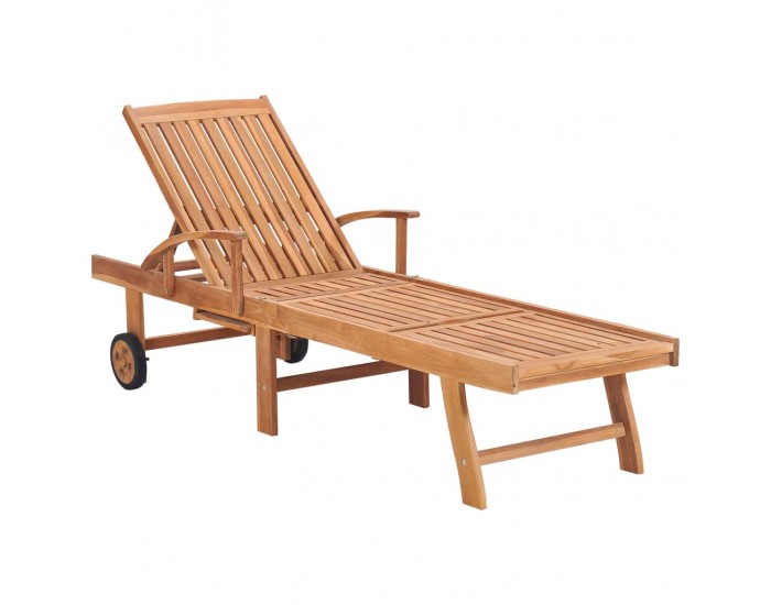 Sonata H Шезлонг със синьо шалте, тиково дърво масив