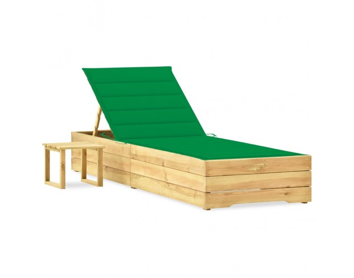 Sonata H Градински шезлонг с масичка и шалте, импрегнирано борово дърво
