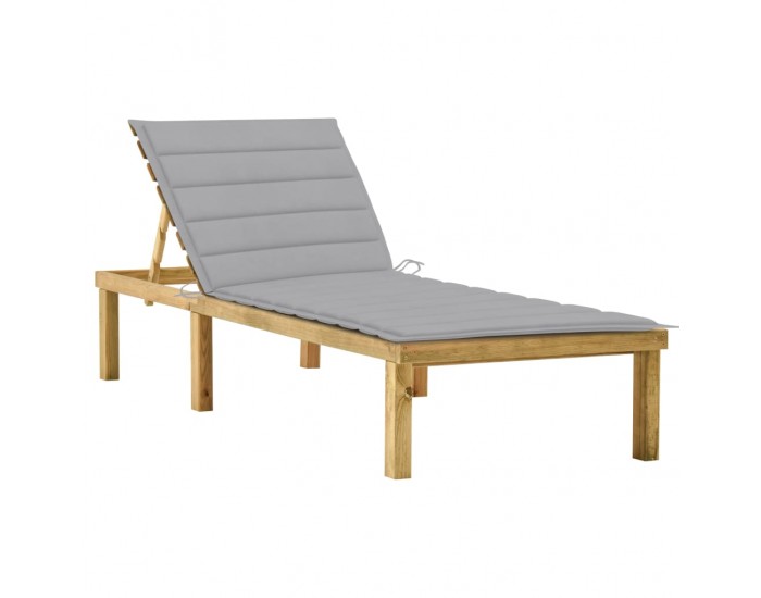 Sonata H Шезлонг със сива възглавница, импрегнирана борова дървесина