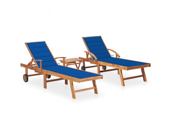 Sonata H Шезлонги с масичка и шалтета, 2 бр, тиково дърво масив