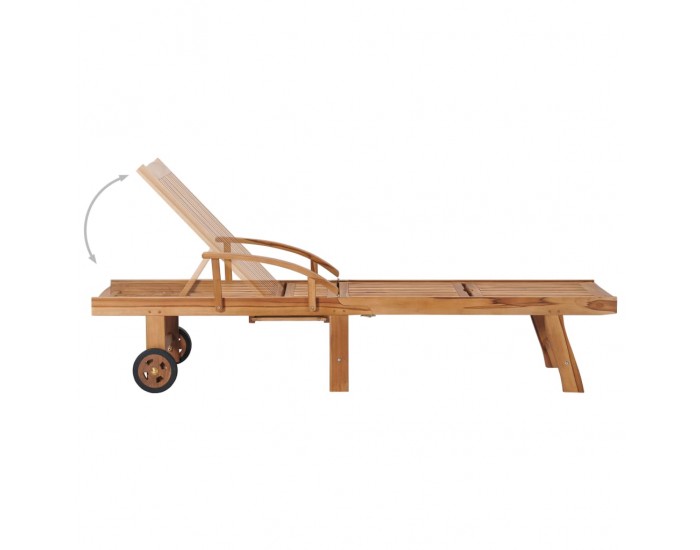 Sonata H Шезлонги с кремави шалтета, 2 бр, тиково дърво масив