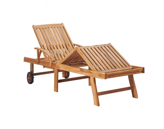 Sonata H Шезлонги с кремави шалтета, 2 бр, тиково дърво масив