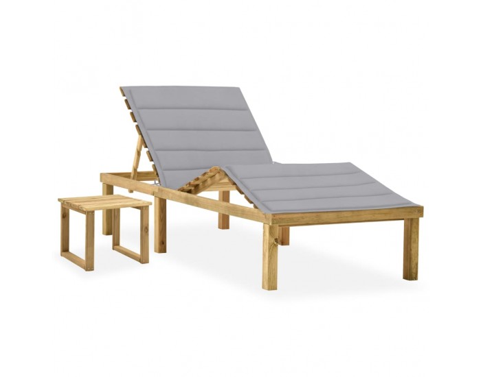 Sonata H Градински шезлонг с масичка и шалте, импрегнирано борово дърво