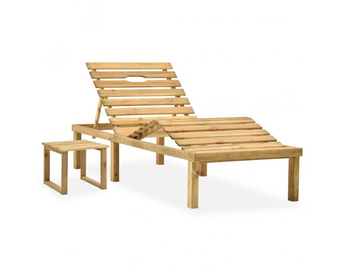 Sonata H Градински шезлонг с масичка и шалте, импрегнирано борово дърво