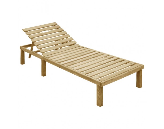 Sonata H Шезлонг с шалте на сиво каре, импрегнирана борова дървесина