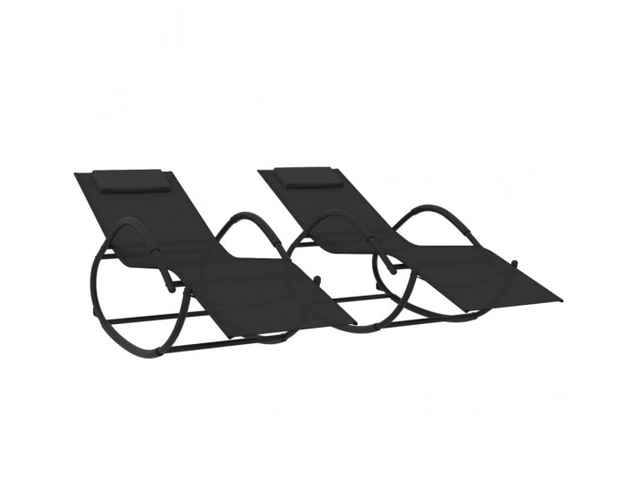 Sonata H Люлеещи шезлонги, 2 бр, черни, стомана и textilene