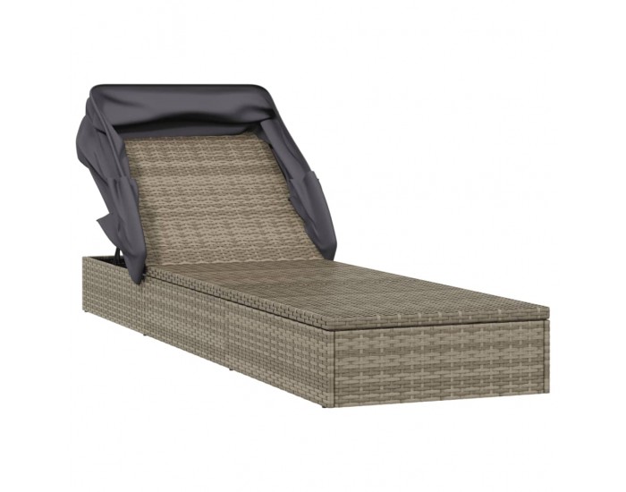 Sonata H Шезлонг със сгъваем покрив, сив, 213x63x97 см, полиратан