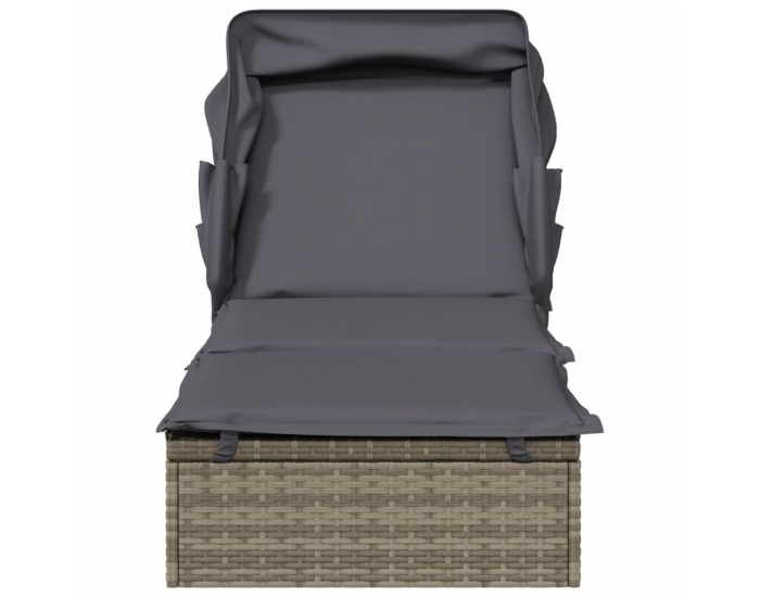 Sonata H Шезлонг със сгъваем покрив, сив, 213x63x97 см, полиратан