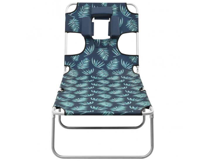 Sonata H Сгъваем шезлонг с възглавница, стомана, принт на листа