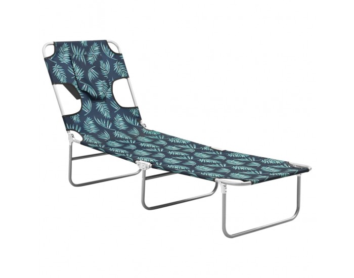 Sonata H Сгъваем шезлонг с възглавница, стомана, принт на листа