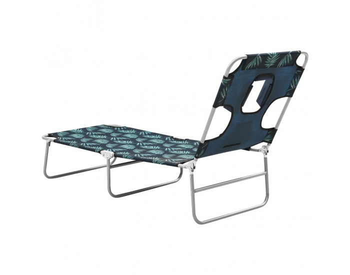 Sonata H Сгъваем шезлонг с възглавница, стомана, принт на листа