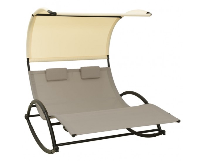 Sonata H Двоен шезлонг със сенник, Textilene, таупе и кремаво