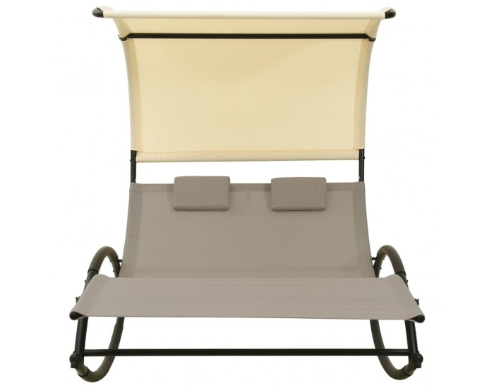 Sonata H Двоен шезлонг със сенник, Textilene, таупе и кремаво