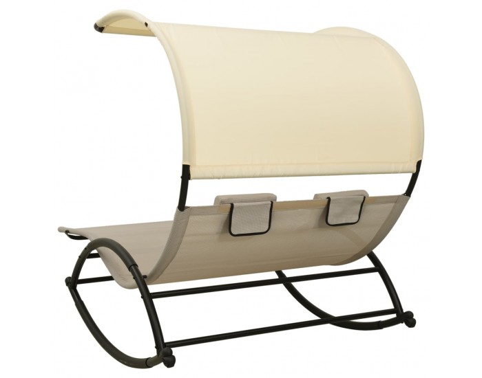 Sonata H Двоен шезлонг със сенник, Textilene, таупе и кремаво