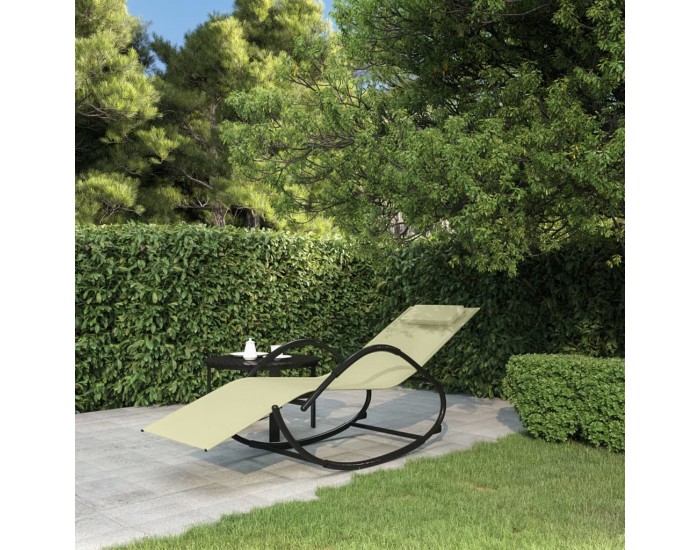 Sonata H Люлеещ се шезлонг, кремав, стомана и textilene